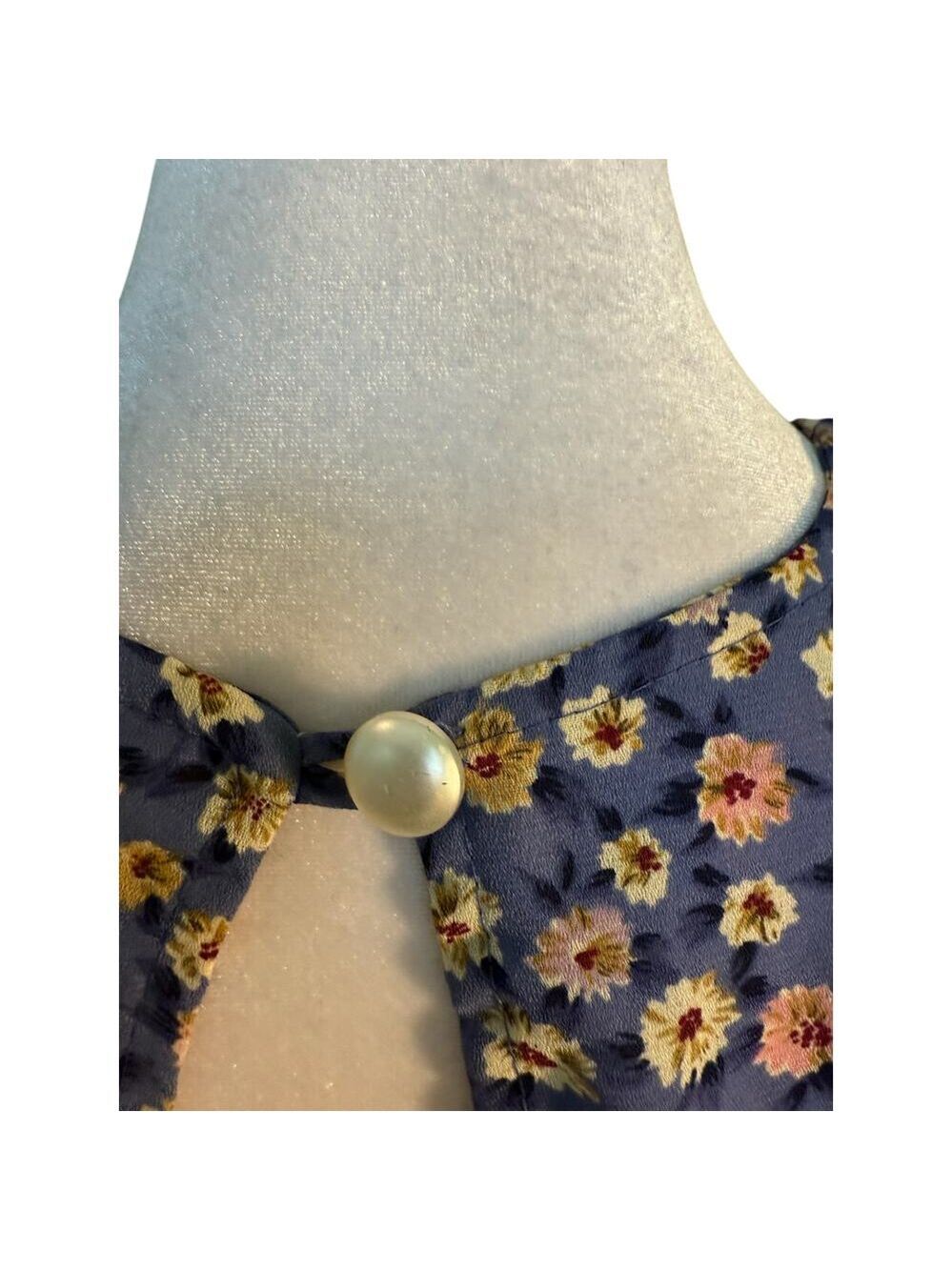 Vintage Fiasco 70’s Floral Blue Zip up Back only to Waist Long Dress. S - Picture 9 of 11